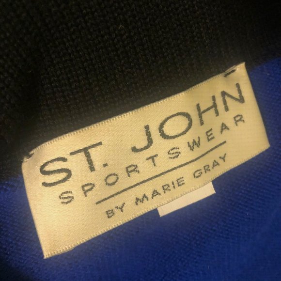St John Sportswear by Marie Gray Vintage Colorblock Luxury Knit Sweater Sz XL /L - Picture 5 of 8